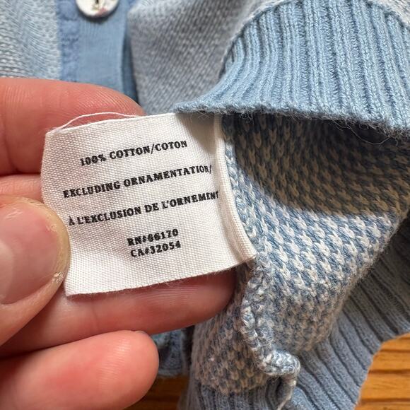 Sparrow blue white cottage floral button cardigan sweater SIZE M - Picture 5 of 7